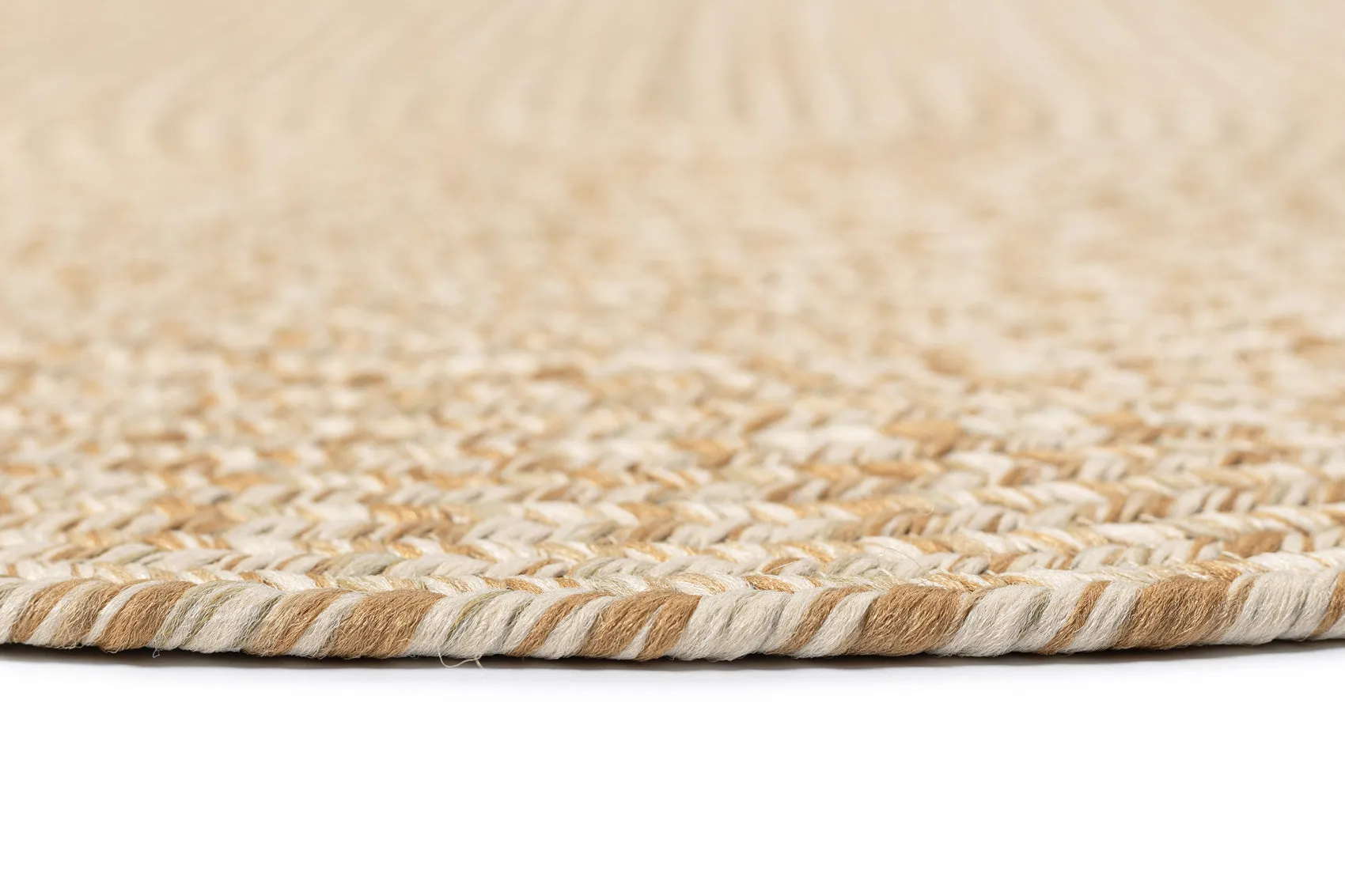 Malia Beige Braided Flatweave Indoor Outdoor Round Rug