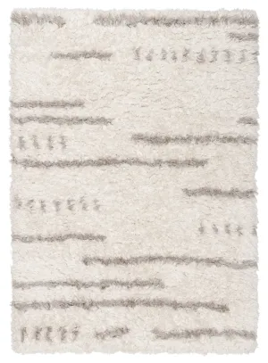 Mandisa Cream & Beige Tribal Shag Rugmodern color block patchwork rug