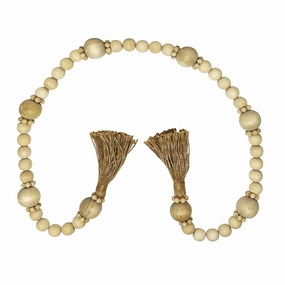 Mango Wood Bead Garland - 50" Longnordic style desktop ornaments