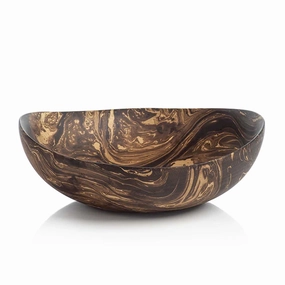 Mango Wood Marbelized Low Bowlnordic style desktop ornaments