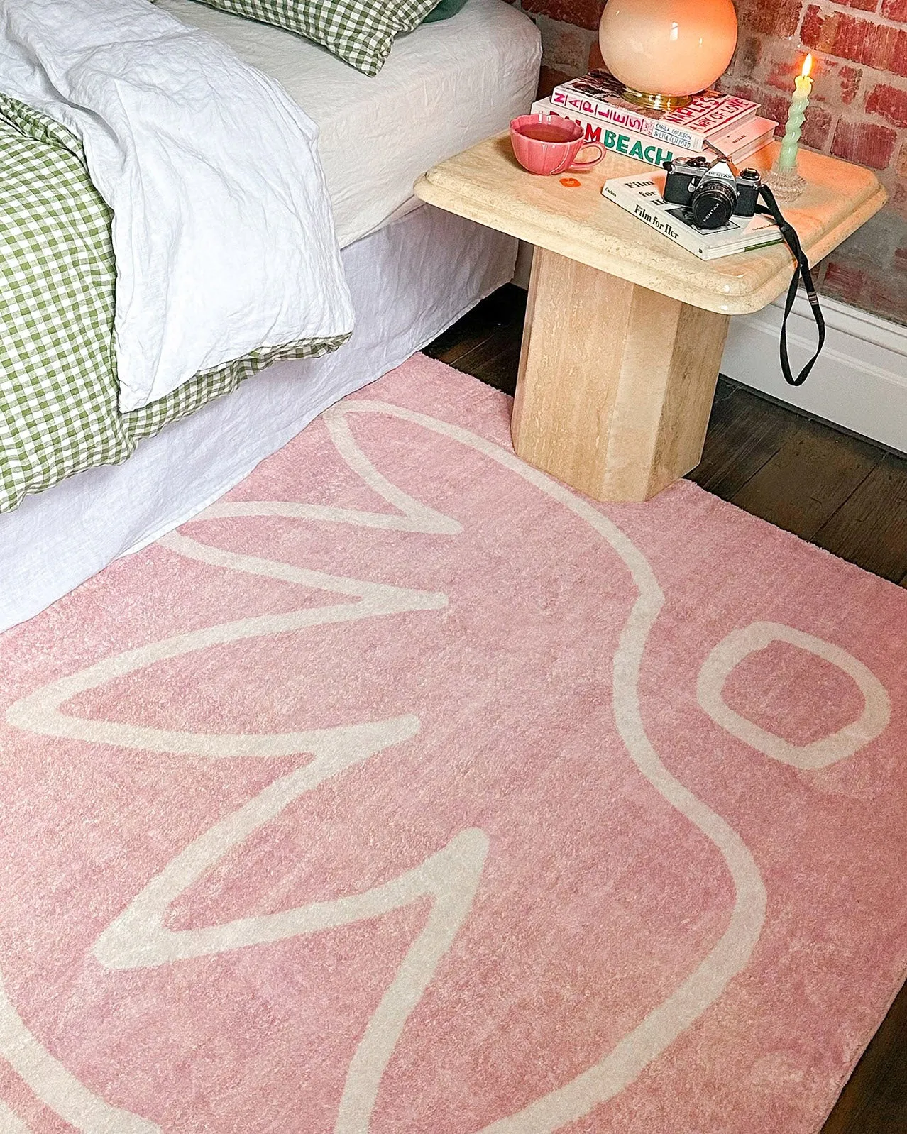 Manuela Purple Hand Drawn Washable Rug
