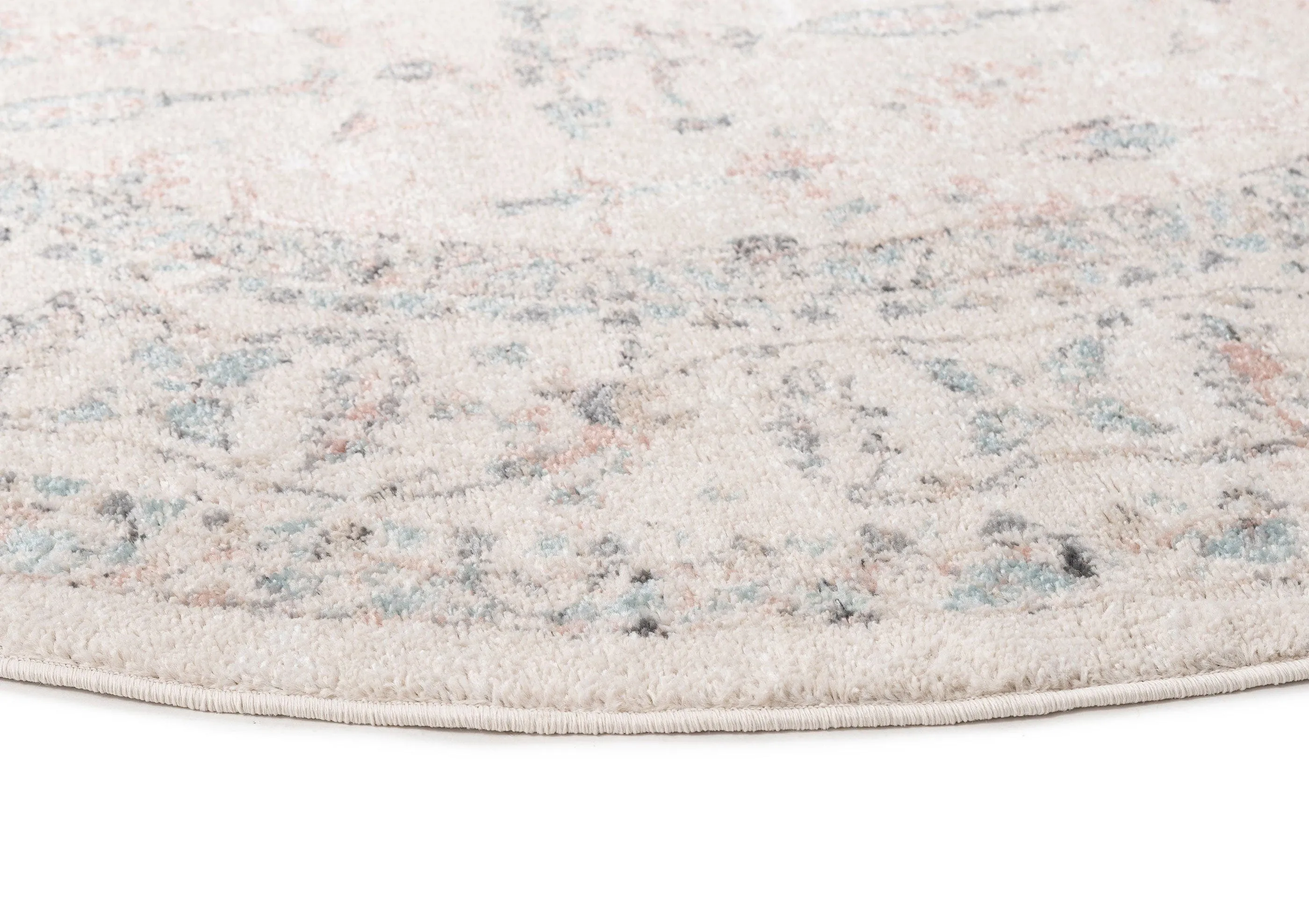 Maplewood Cream and Pink Traditional Round Rug