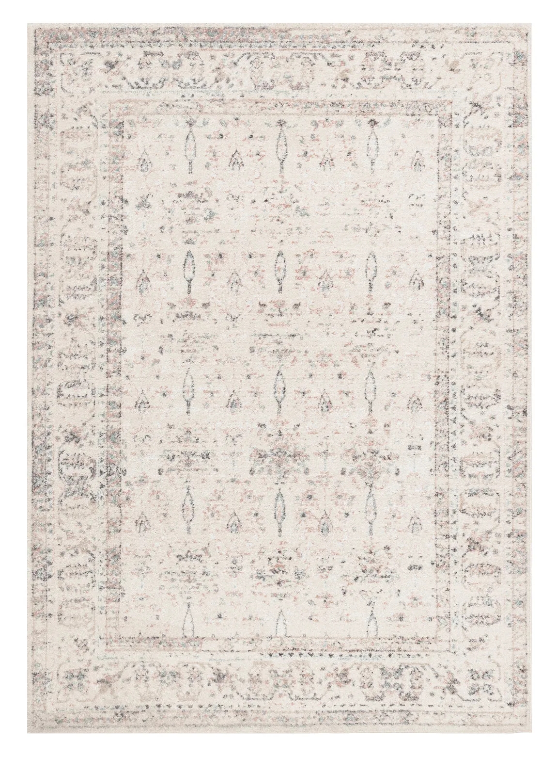 Maplewood Cream and Pink Traditional Rugmodern color block patchwork rug