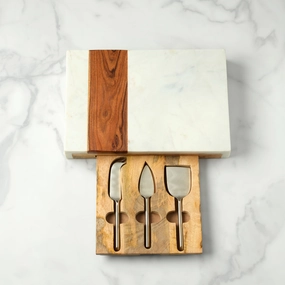 Marble & Wood Serving Board With Cheese Server Setmodern kitchen decor ,kitchen dinner set ,dinnerware 