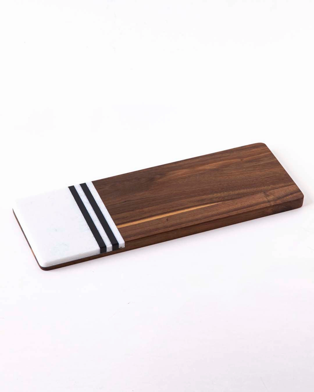 Marble And Wood Stripe Serving Tray