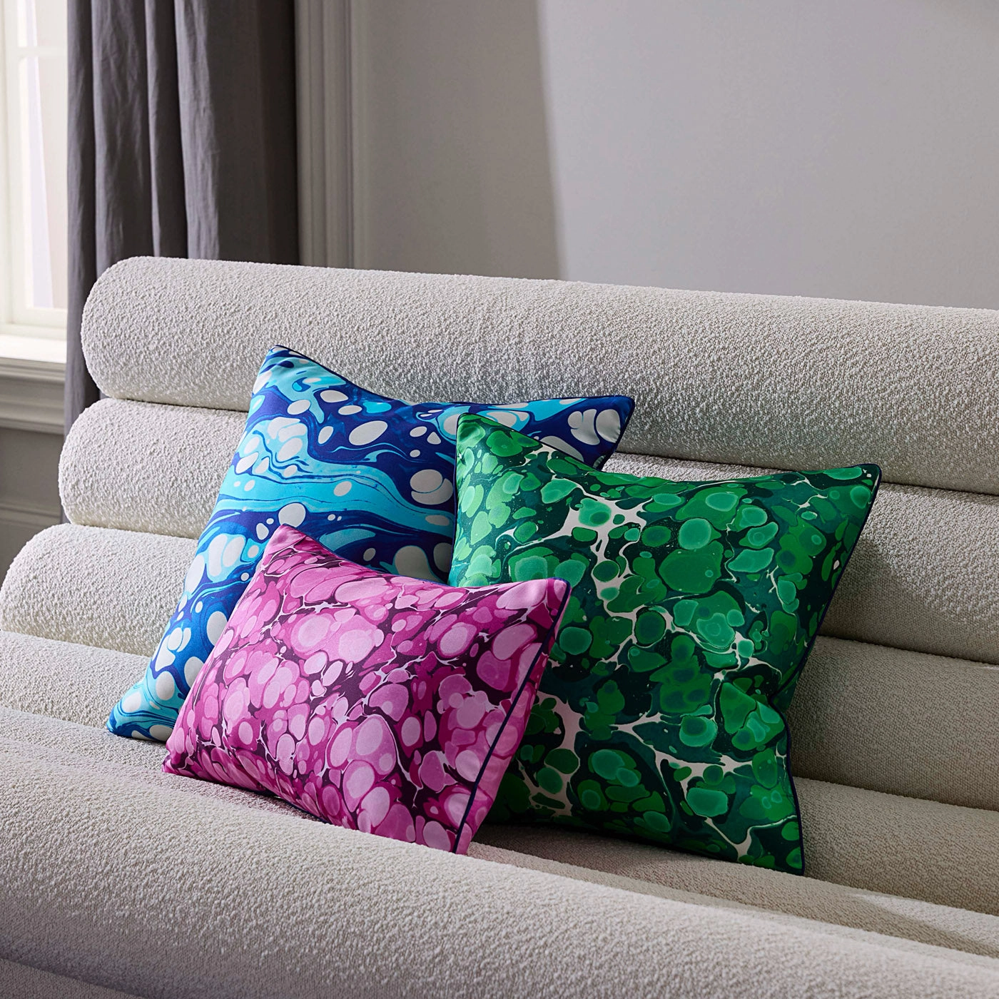 Marbleized Green Silk Pillow