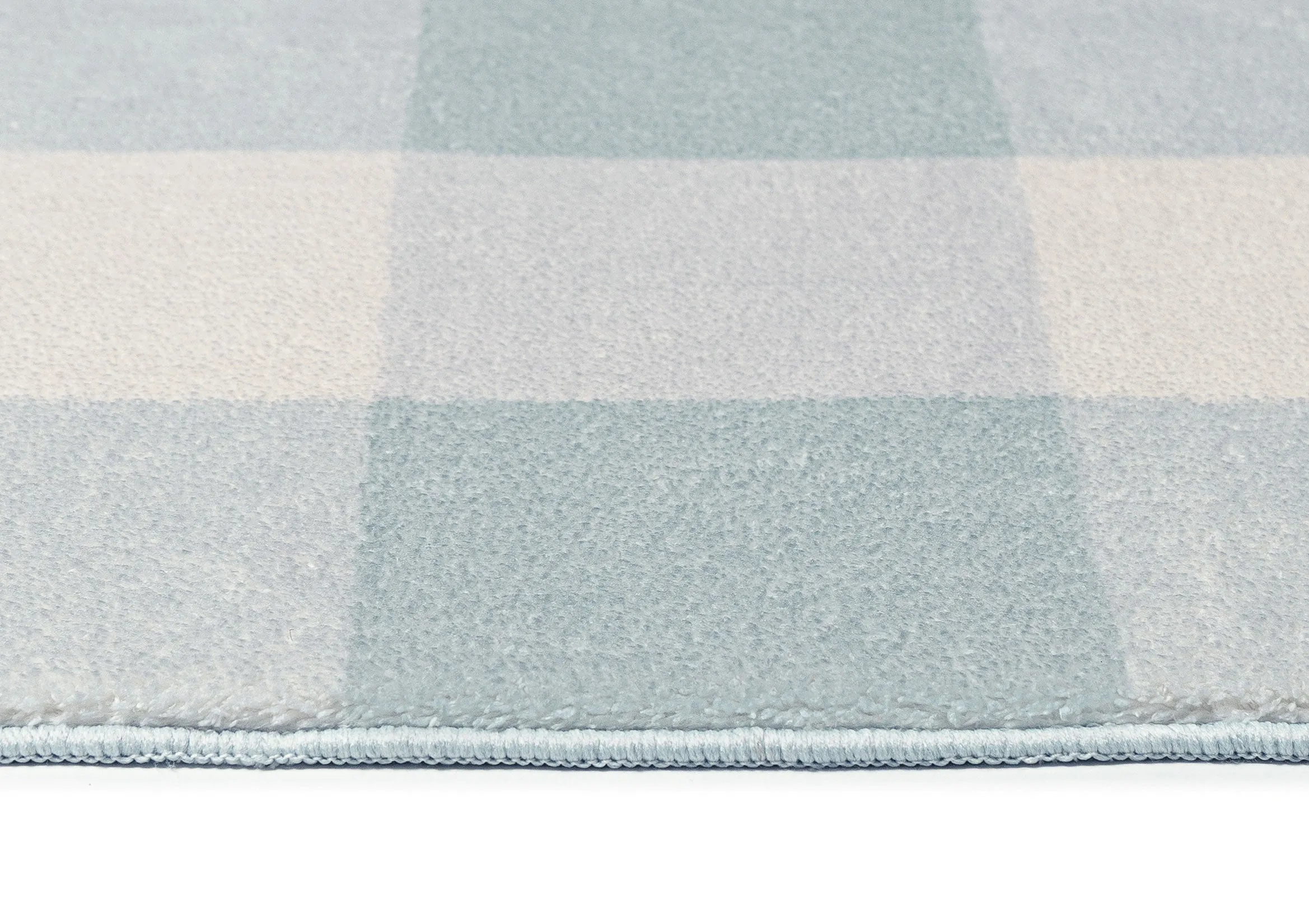 Marcia Blue and Cream Gingham Washable Rug