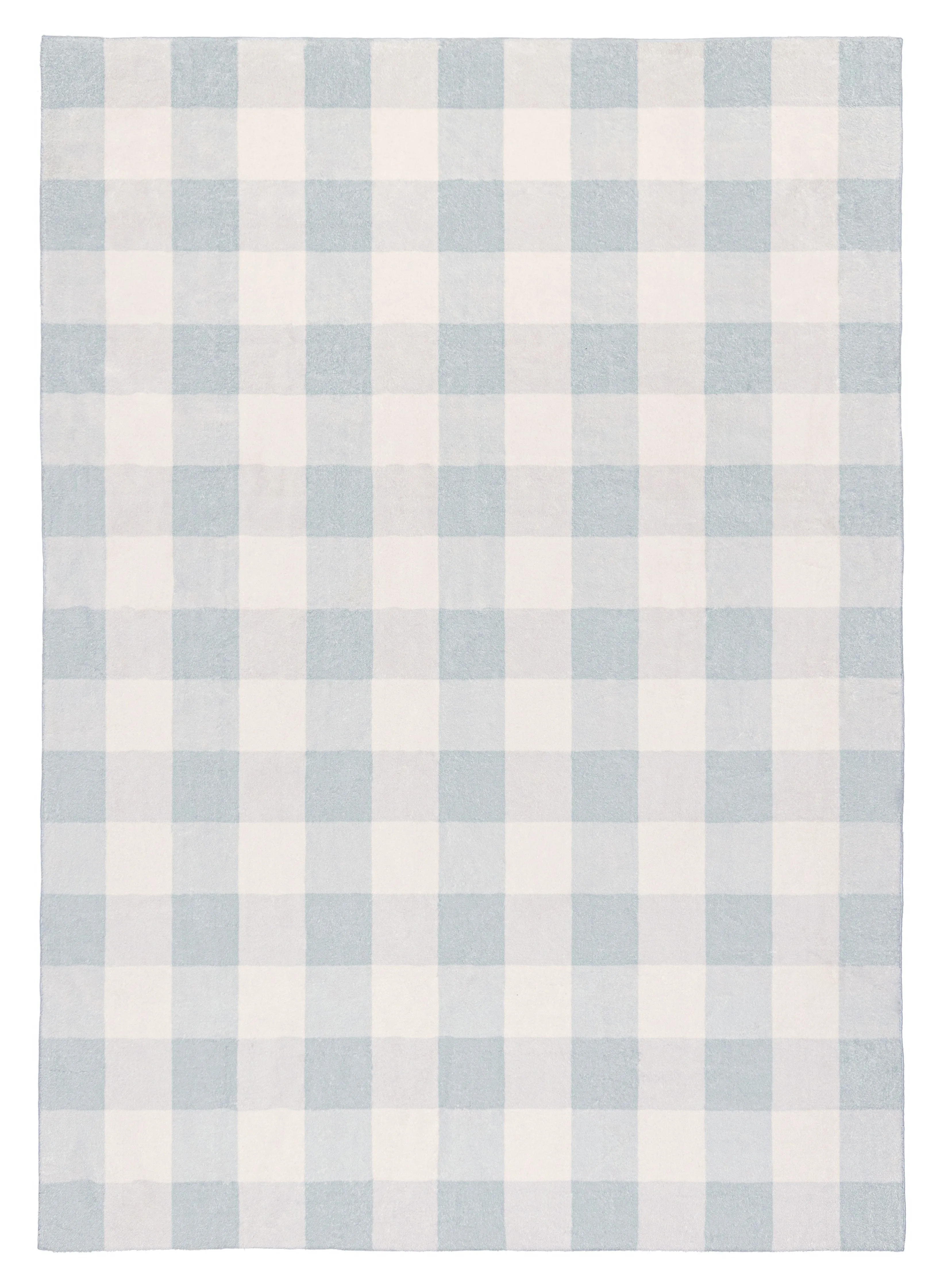 Marcia Blue and Cream Gingham Washable Rugmodern color block patchwork rug