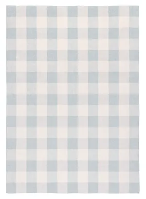 Marcia Blue and Cream Gingham Washable Rugmodern color block patchwork rug