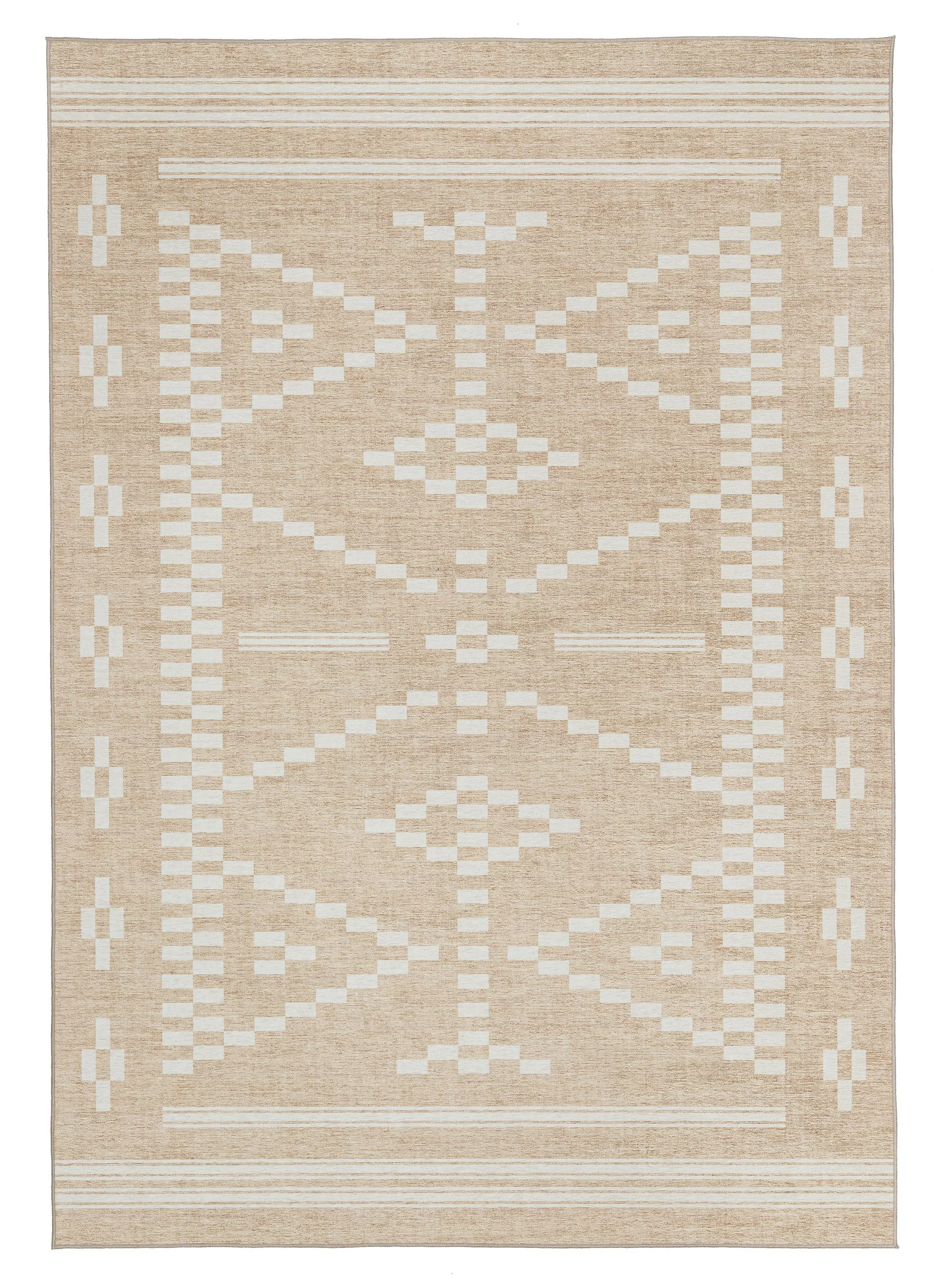 Marga Beige Ivory Indoor Outdoor Washable Rugmodern color block patchwork rug
