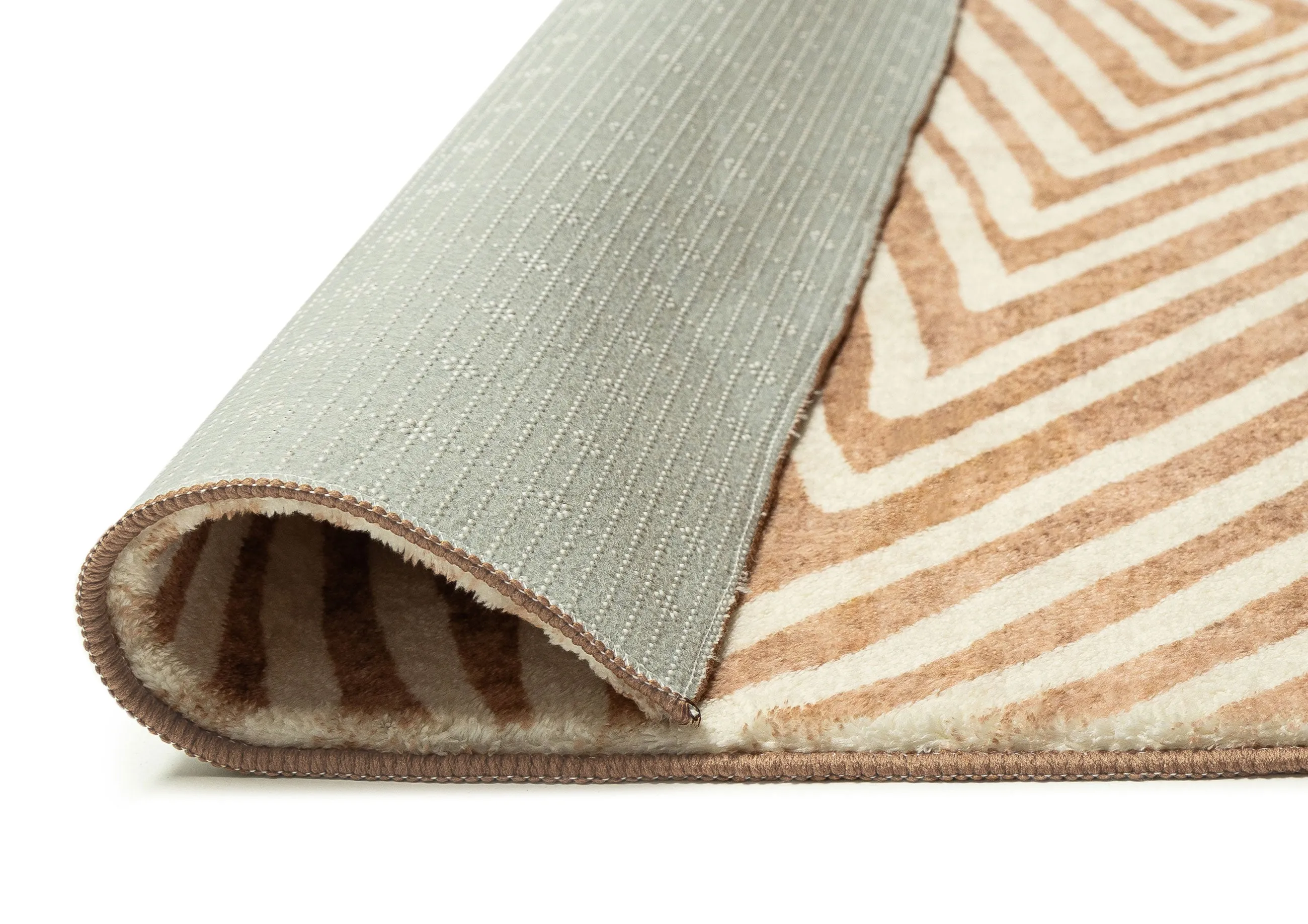 Margaux Brown Beige Diamond Tribal Pattern Washable Rug *NO RETURNS UNLESS FAULTY