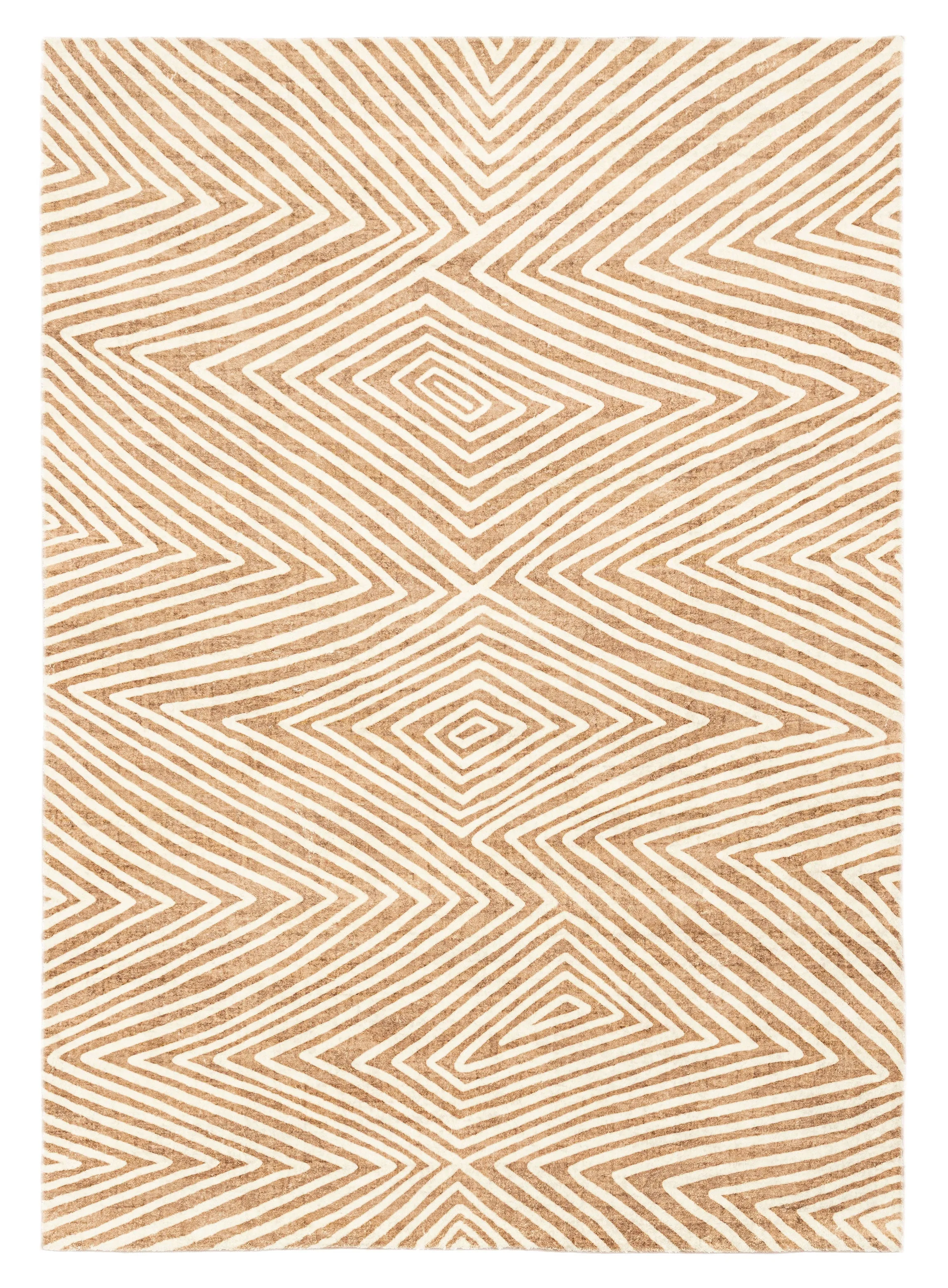 Margaux Brown Beige Diamond Tribal Pattern Washable Rug *NO RETURNS UNLESS FAULTYmodern color block patchwork rug