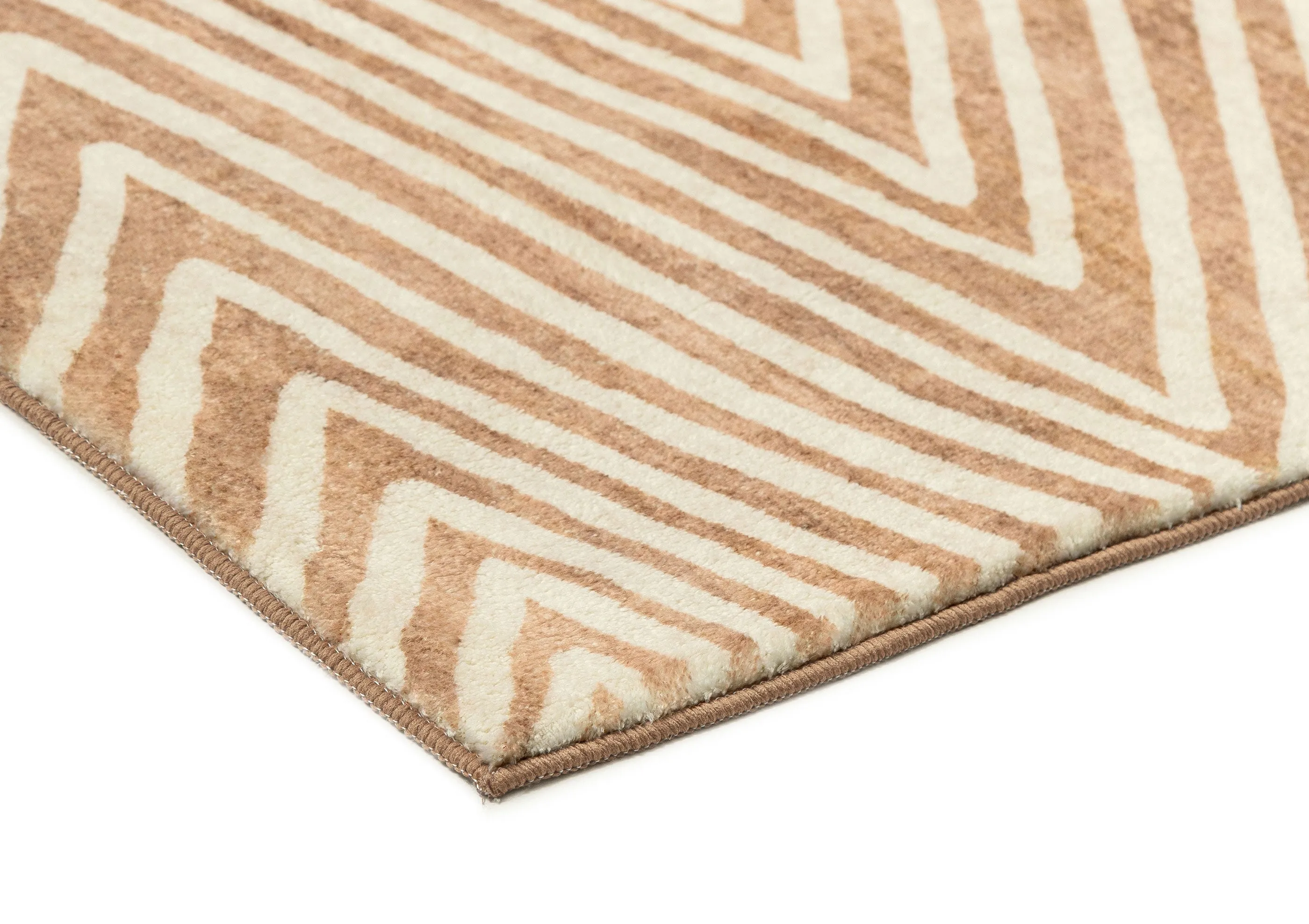 Margaux Brown Beige Diamond Tribal Pattern Washable Rug *NO RETURNS UNLESS FAULTY