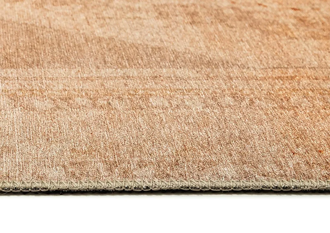 Mariana Cream and Peach Medallion Washable Runner Rug