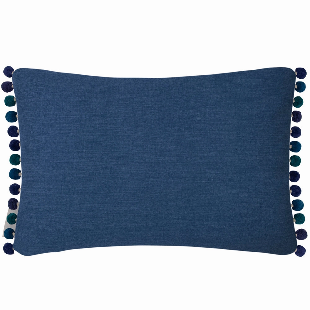 Mariani Printed Pom Pom Cushion Cobalt