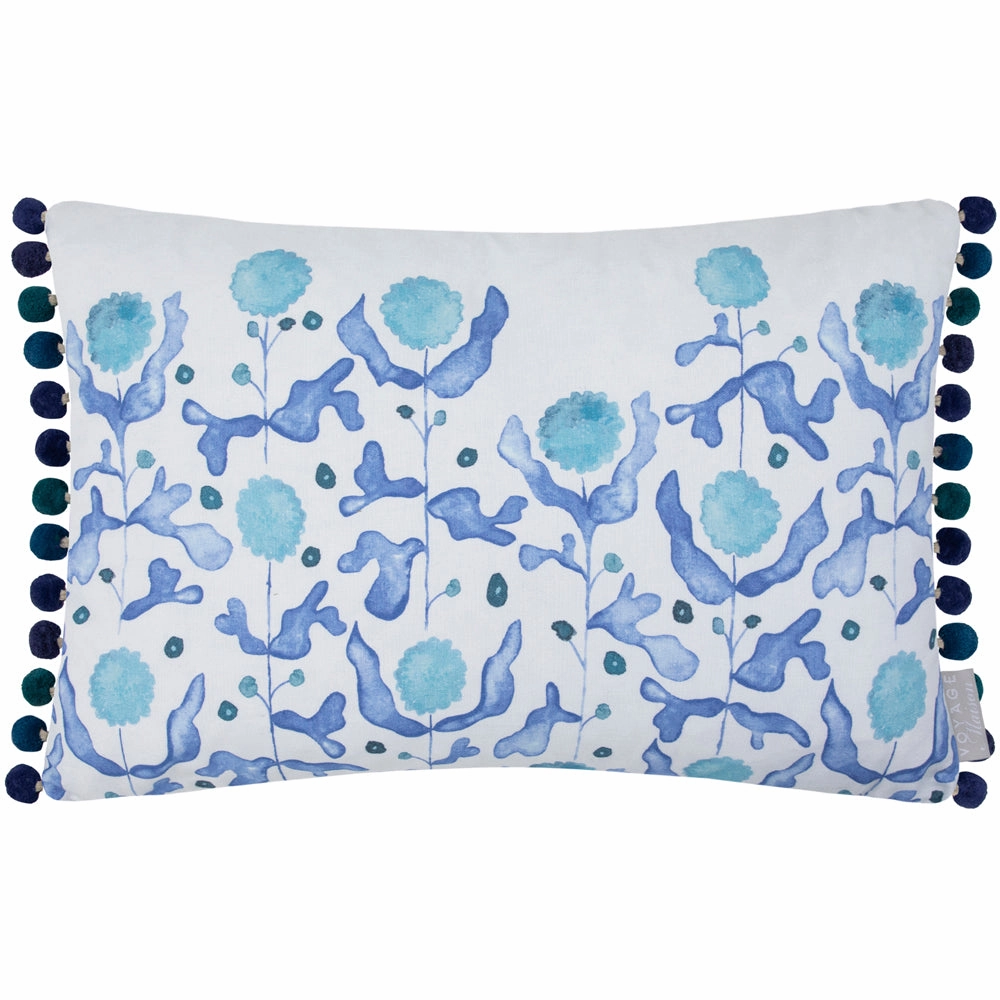 Mariani Printed Pom Pom Cushion Cobalt