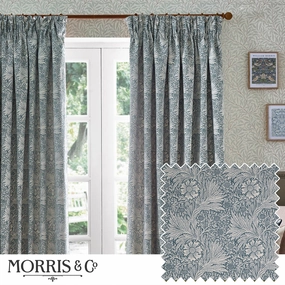 Marigold Floral Jacquard Pencil Pleat Curtains Indigobedding sets ,throw blankets 