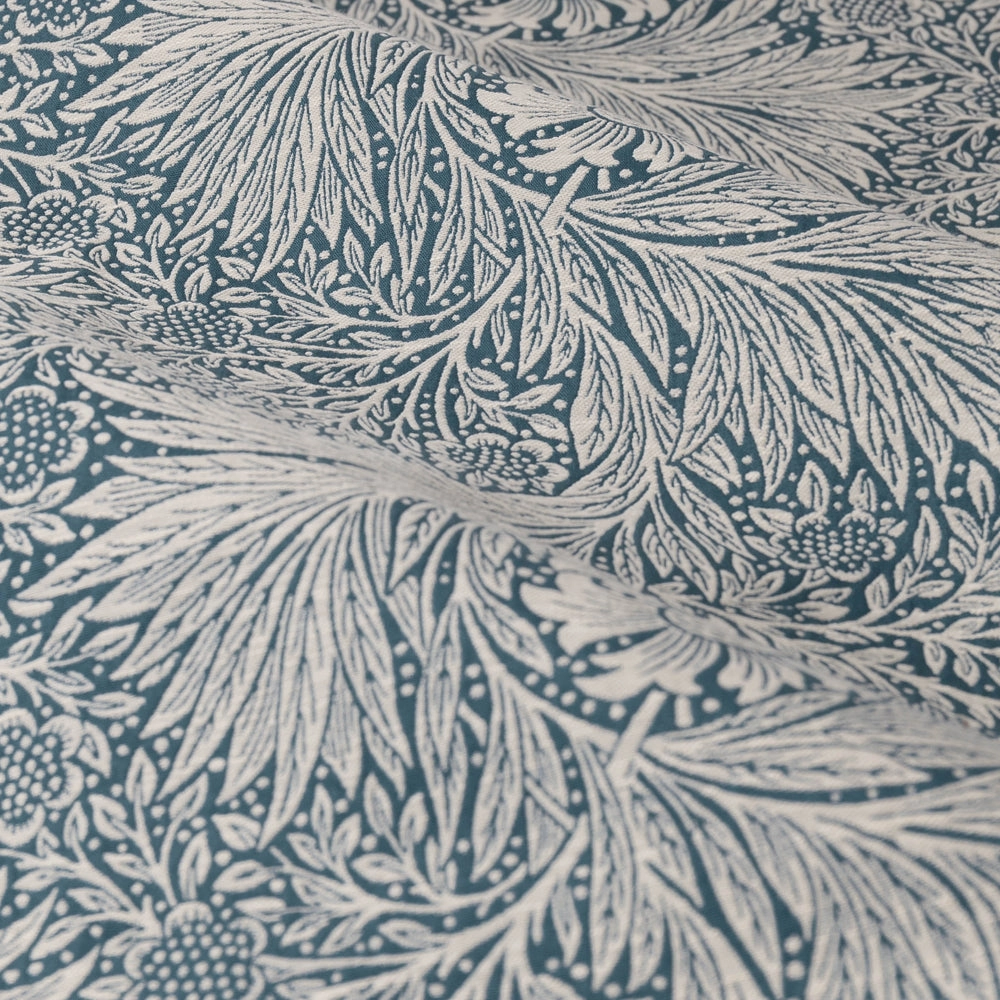 Marigold Floral Jacquard Pencil Pleat Curtains Indigo