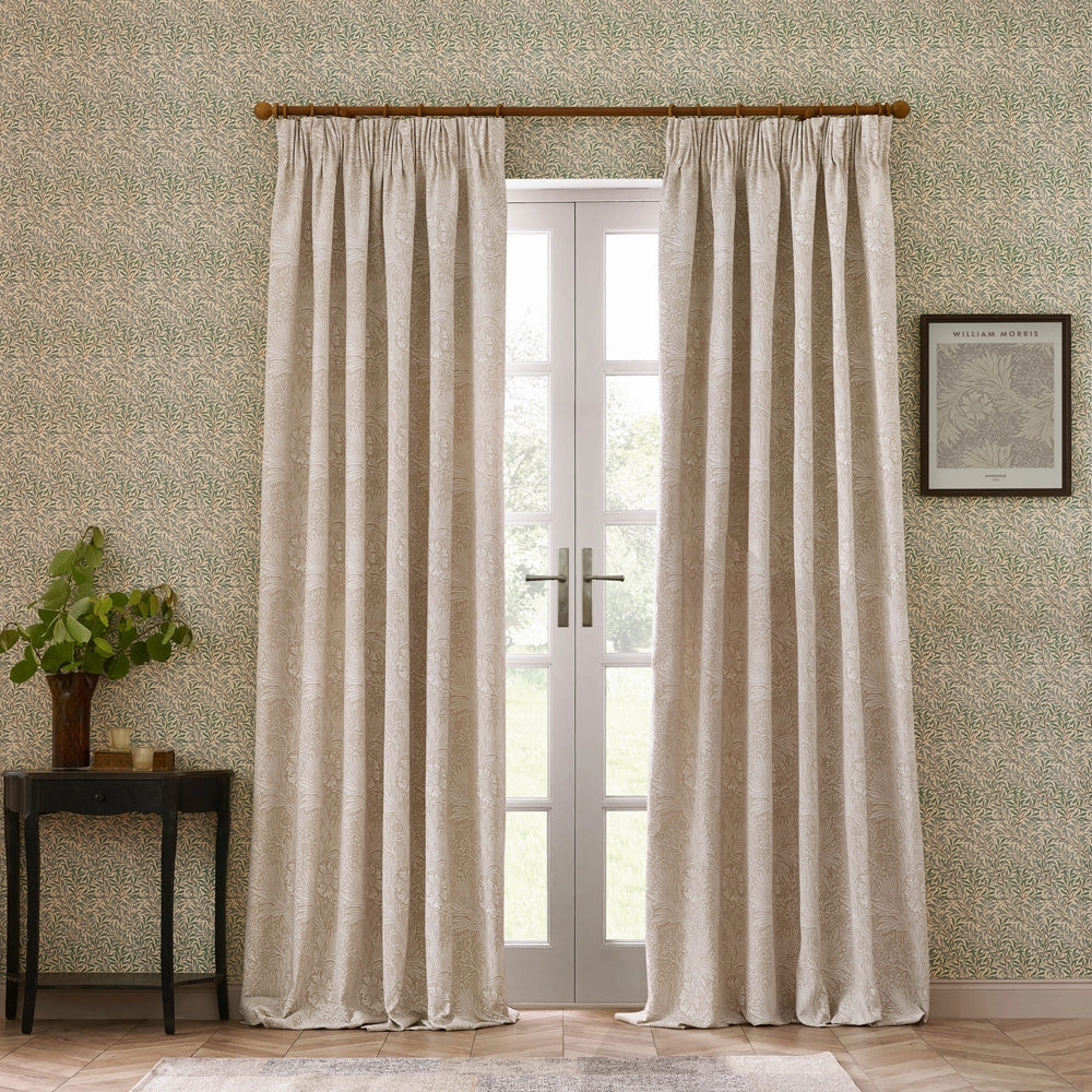 Marigold Floral Jacquard Pencil Pleat Curtains Stone