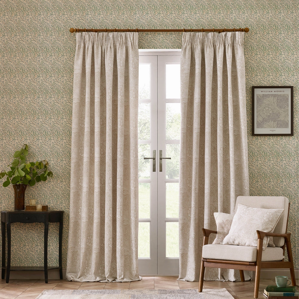 Marigold Floral Jacquard Pencil Pleat Curtains Stone