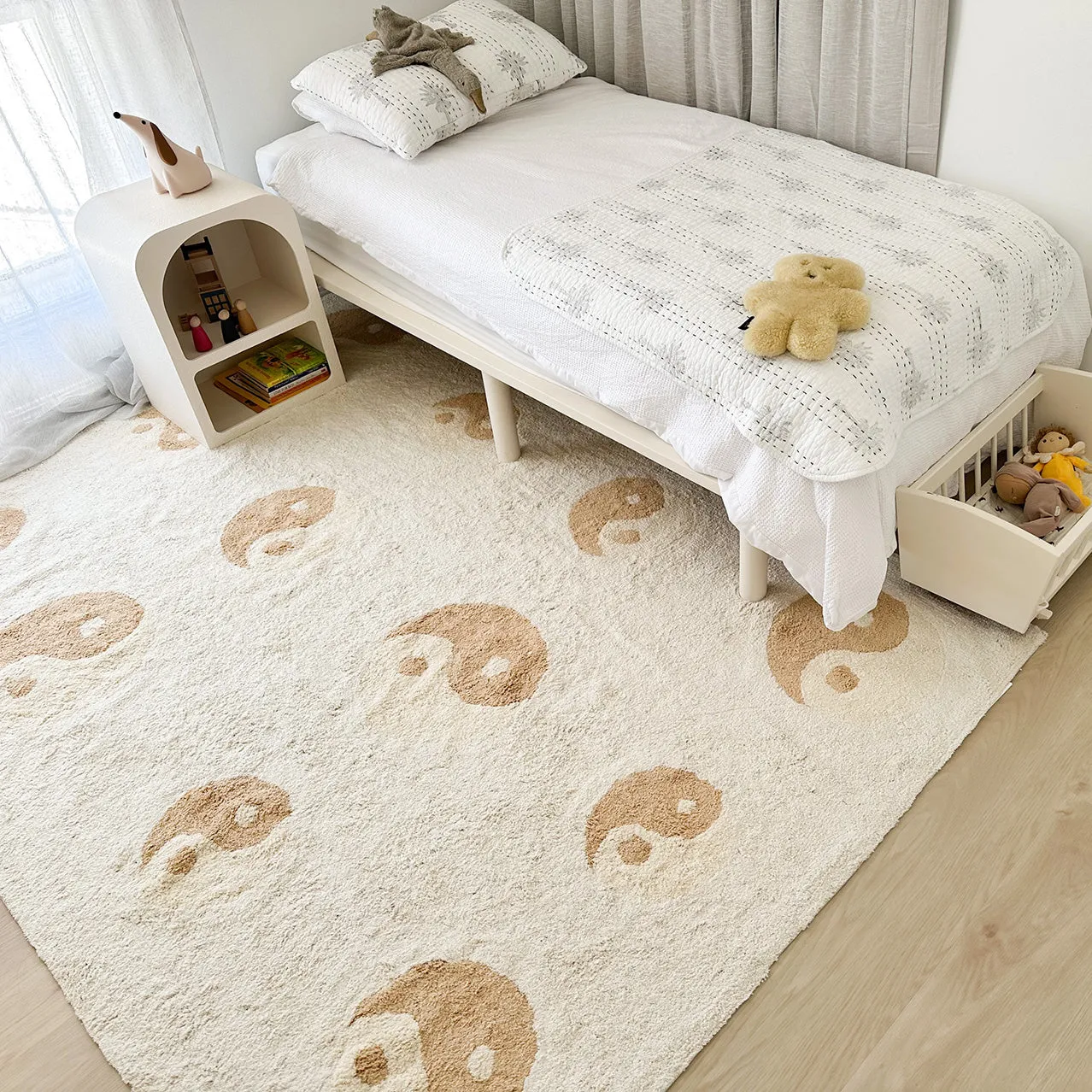 Marika Cream and Beige Yin Yang Cotton Washable Rug *NO RETURNS UNLESS FAULTY