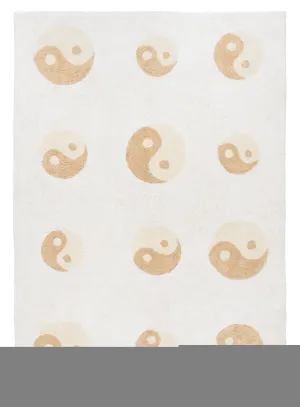 Marika Cream and Beige Yin Yang Cotton Washable Rug *NO RETURNS UNLESS FAULTYmodern color block patchwork rug