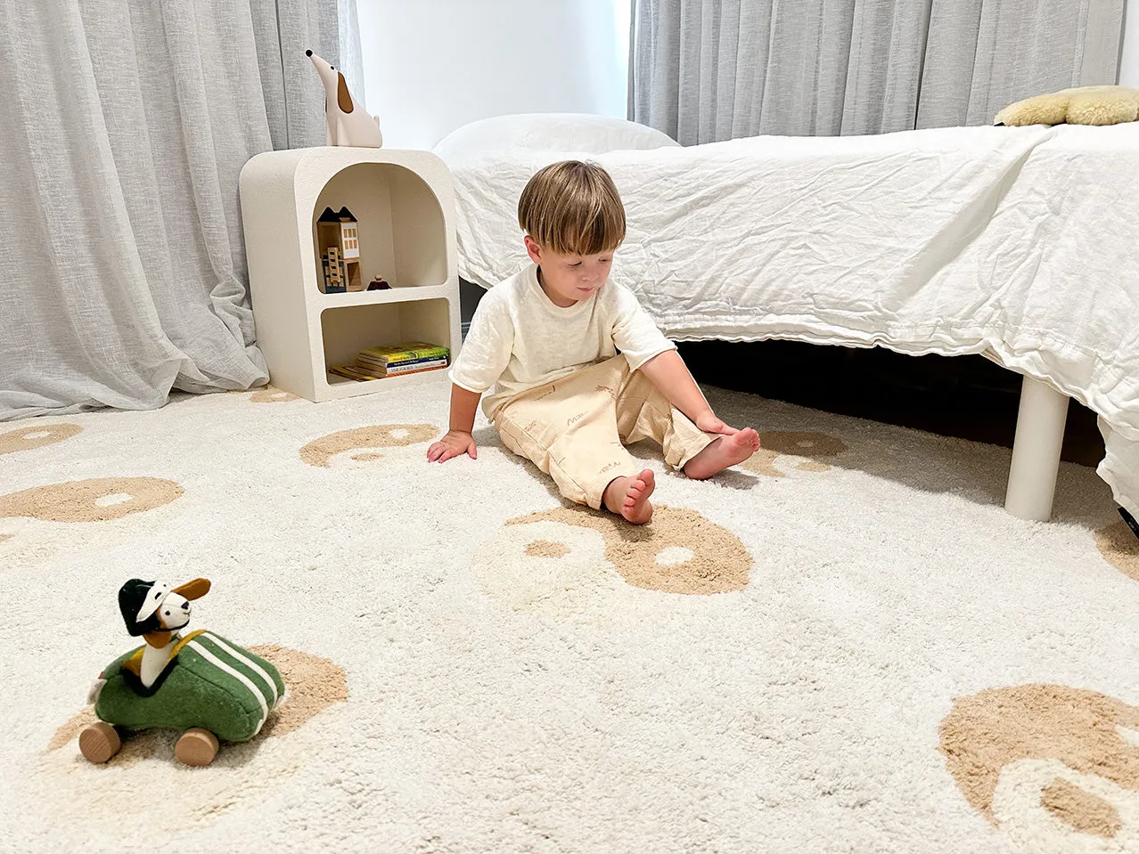 Marika Cream and Beige Yin Yang Cotton Washable Rug *NO RETURNS UNLESS FAULTY