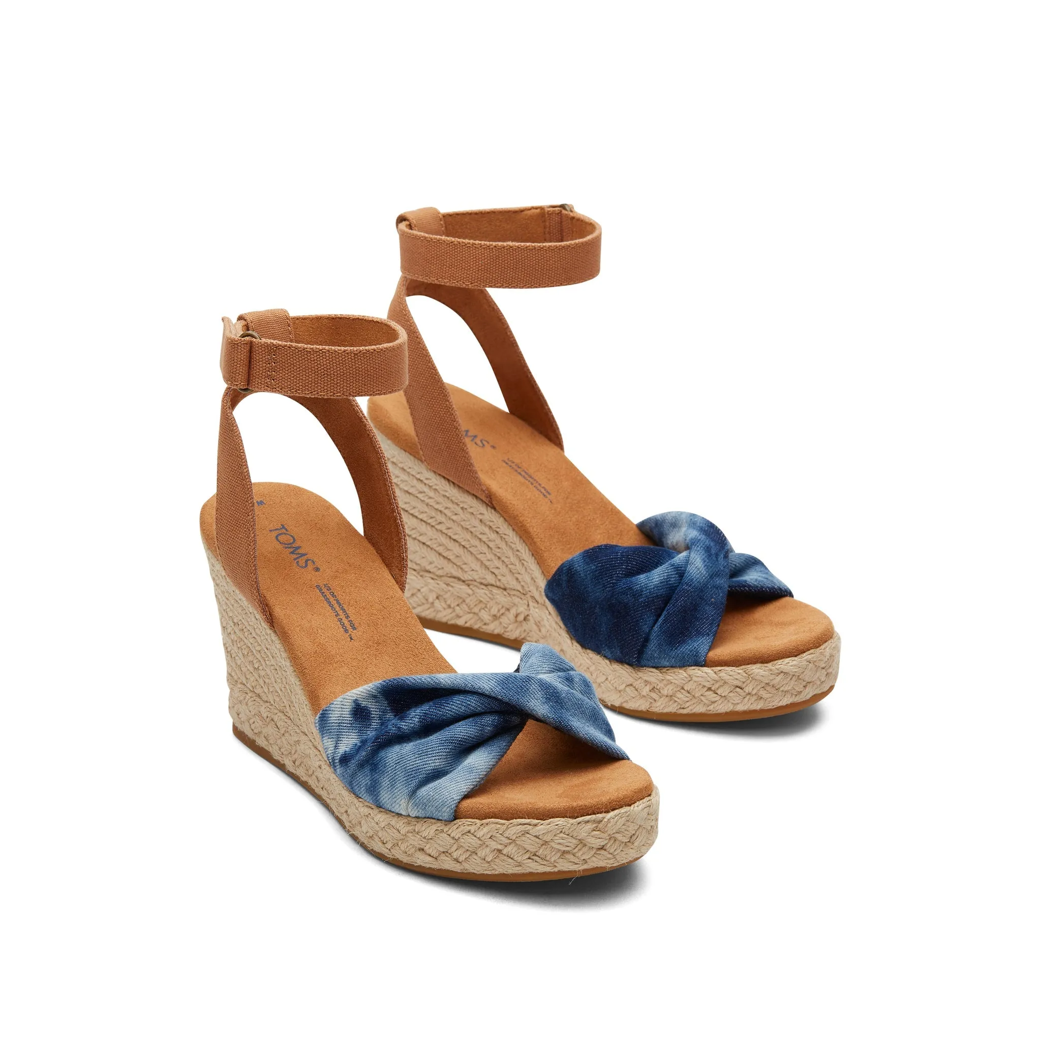 Marisela Navy Washed Denim Wedge Sandal