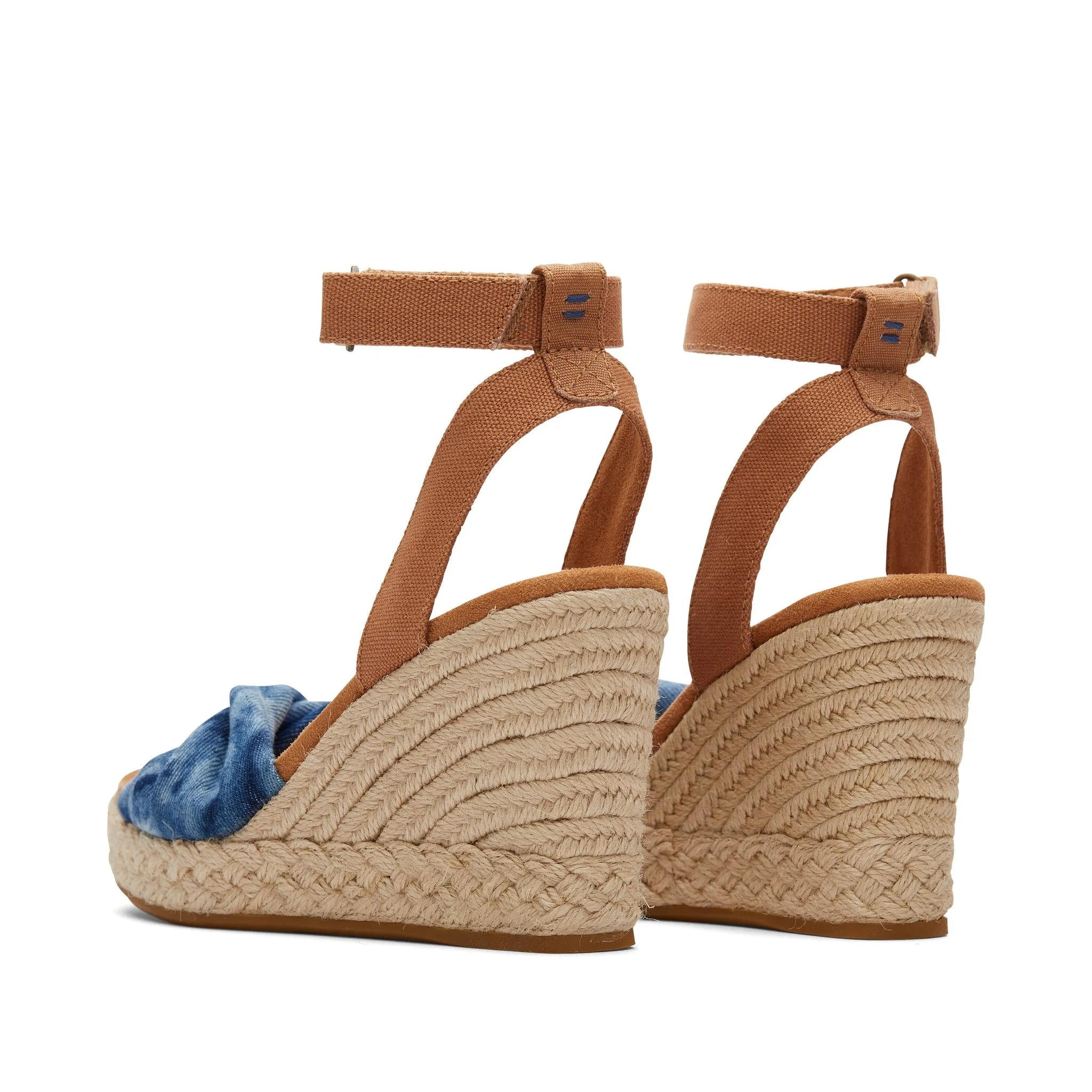 Marisela Navy Washed Denim Wedge Sandal
