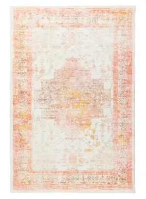 Marissa Orange Peach and Cream Medallion Washable Rugmodern color block patchwork rug