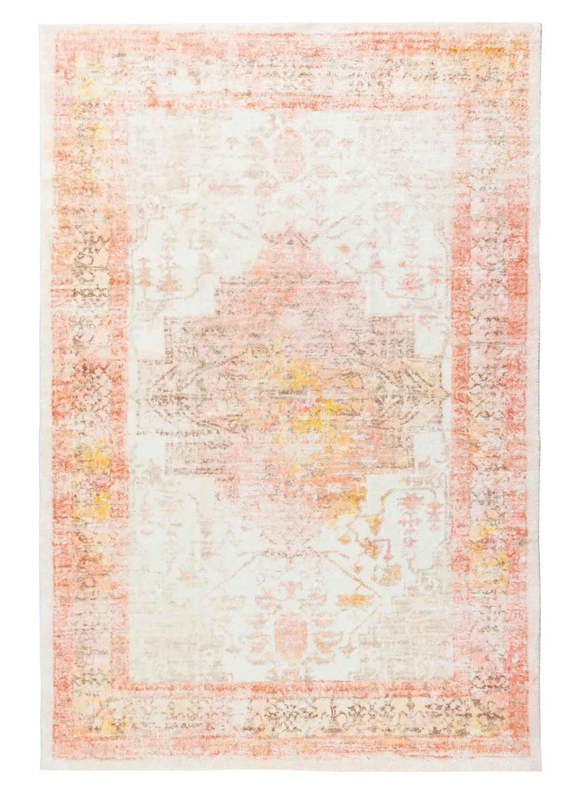 Marissa Orange Peach and Cream Medallion Washable Rugmodern color block patchwork rug