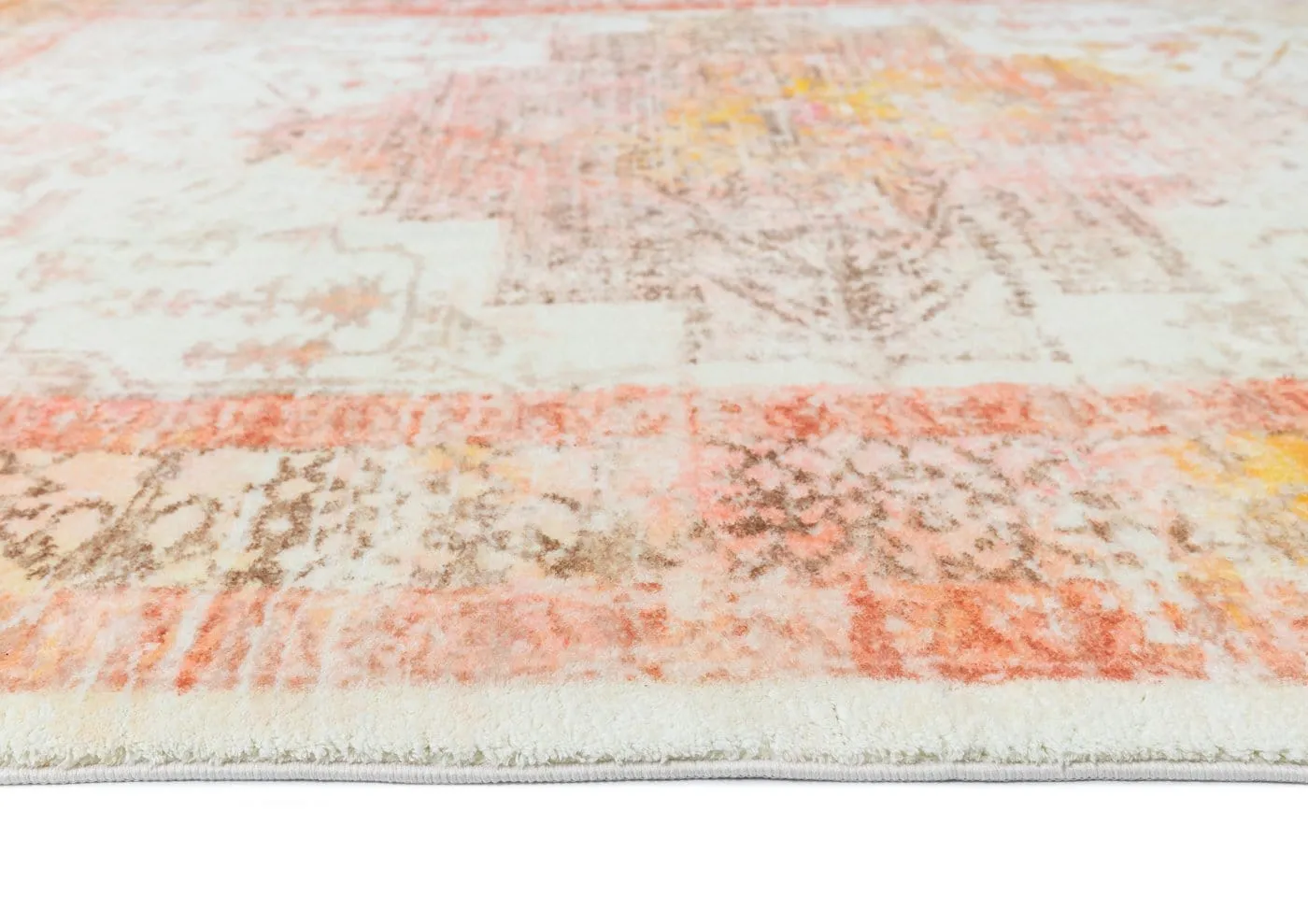 Marissa Orange Peach and Cream Medallion Washable Runner Rug *NO RETURNS UNLESS FAULTY