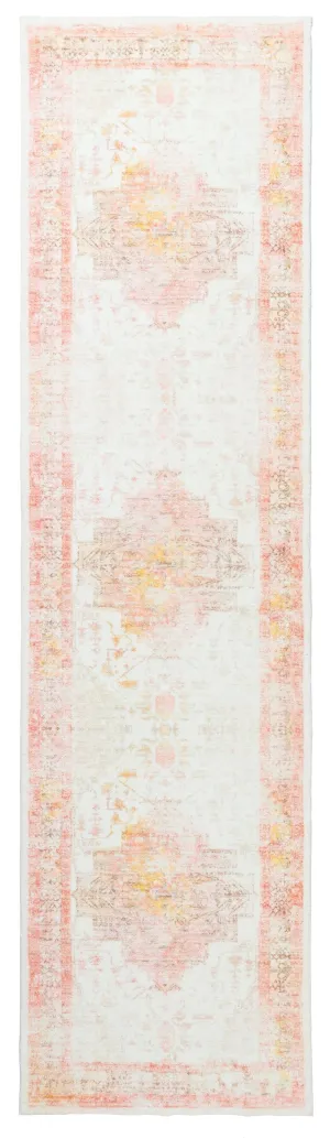Marissa Orange Peach and Cream Medallion Washable Runner Rug *NO RETURNS UNLESS FAULTYmodern color block patchwork rug