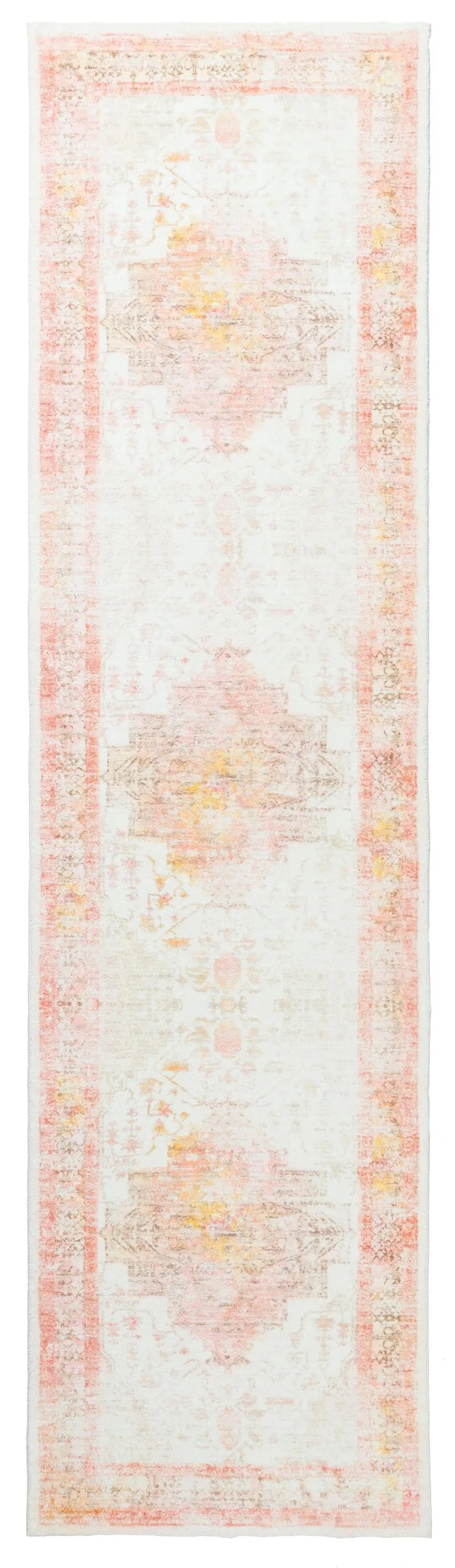 Marissa Orange Peach and Cream Medallion Washable Runner Rug *NO RETURNS UNLESS FAULTYmodern color block patchwork rug