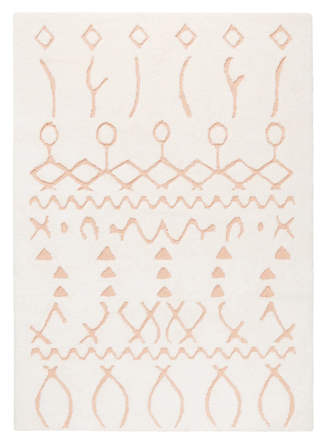 Matilda Cream and Peach Tribal Shag Rug *NO RETURNS UNLESS FAULTYmodern color block patchwork rug