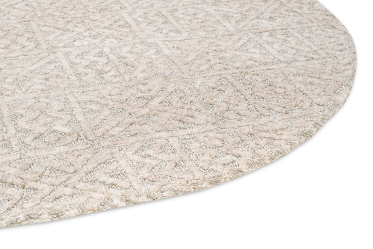 Melia Grey and Ivory Tribal Textured Round Rug