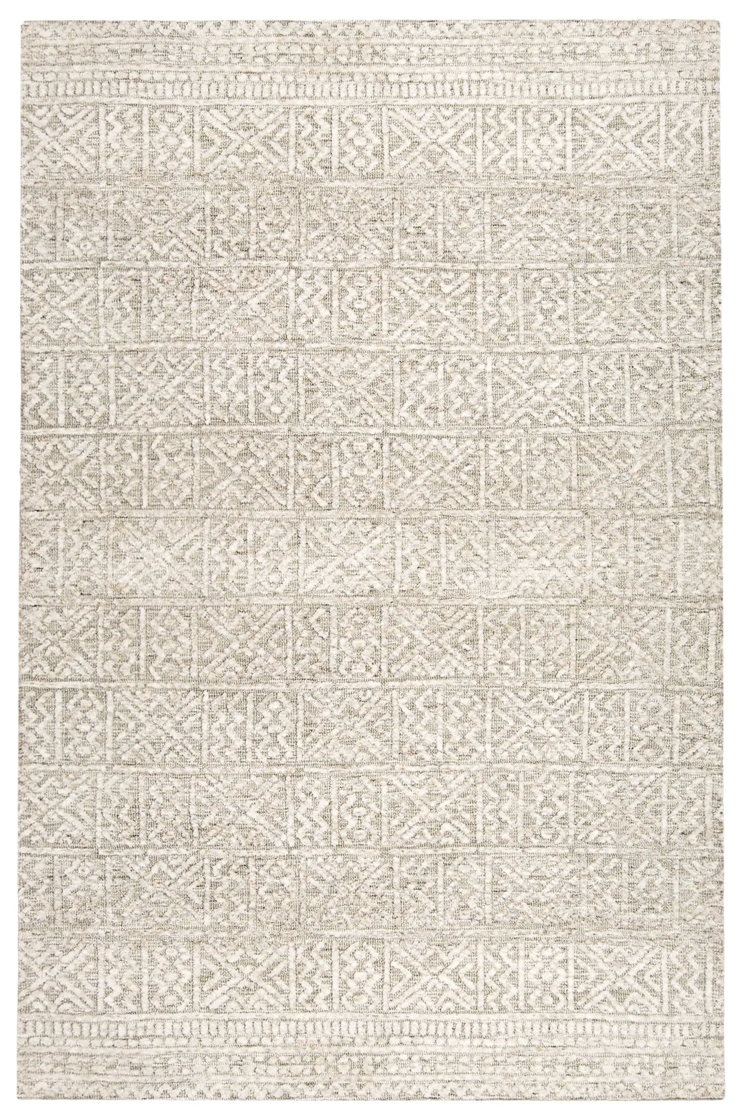 Melia Grey and Ivory Tribal Textured Rugmodern color block patchwork rug