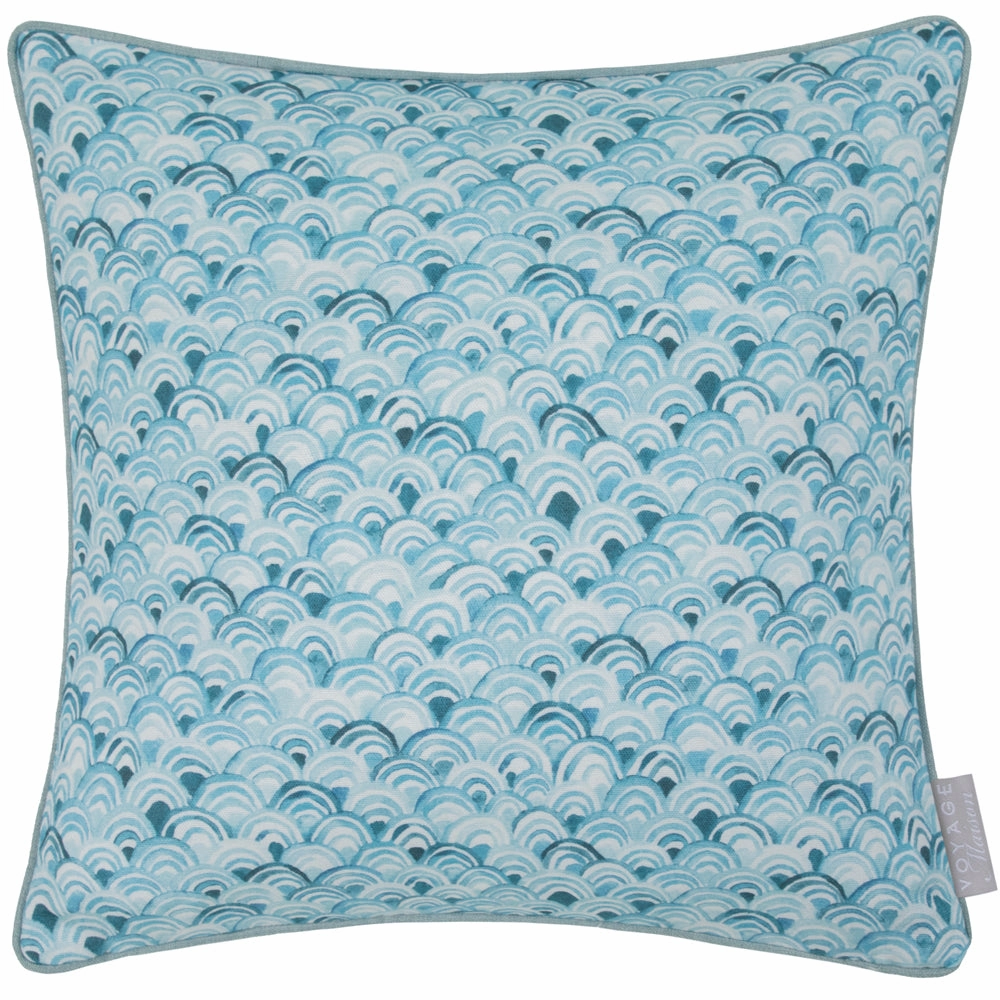 Melia Printed Piped Cushion Glacier