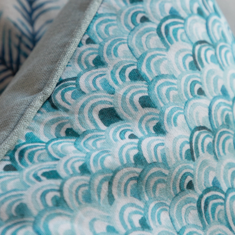 Melia Printed Piped Cushion Glacier