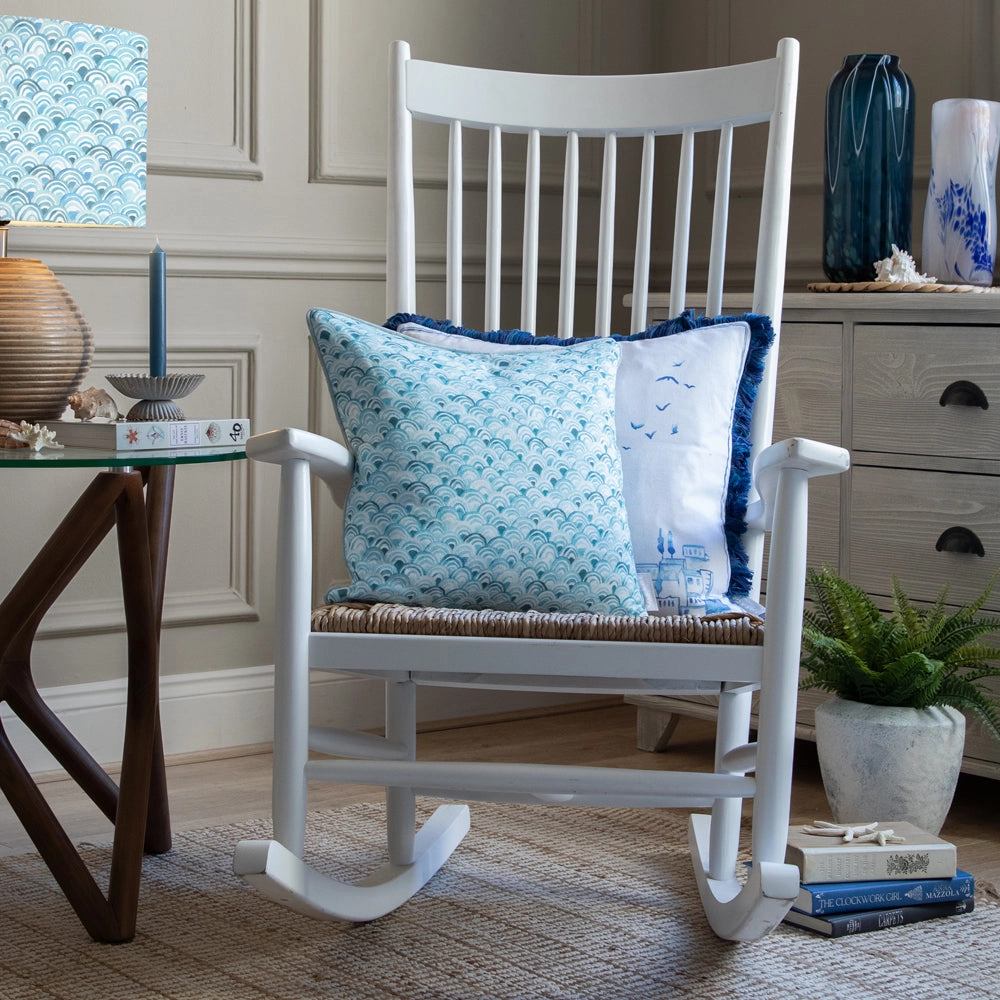 Melia Printed Piped Cushion Glacier