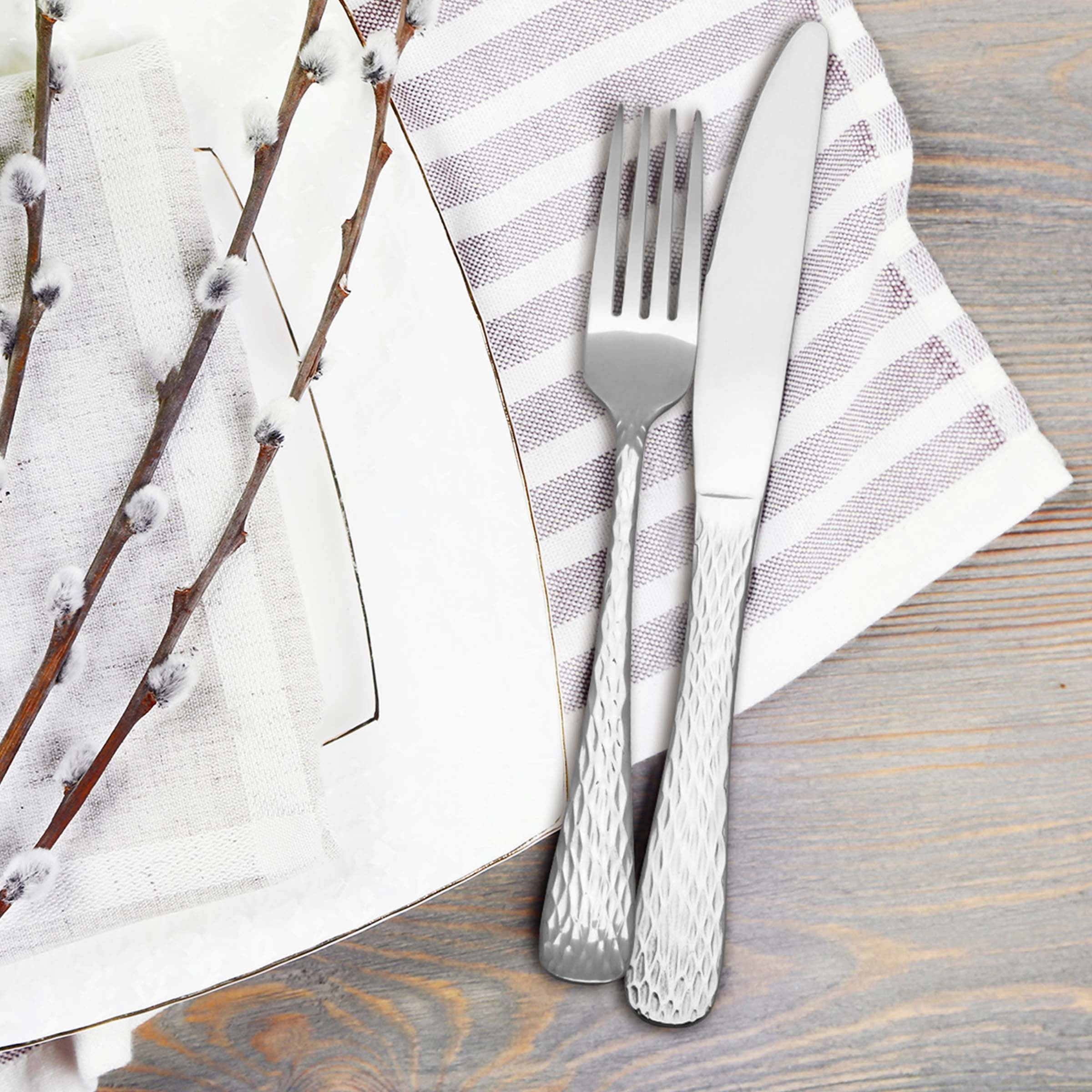 Melody Hammered 20 Piece Flatware Set