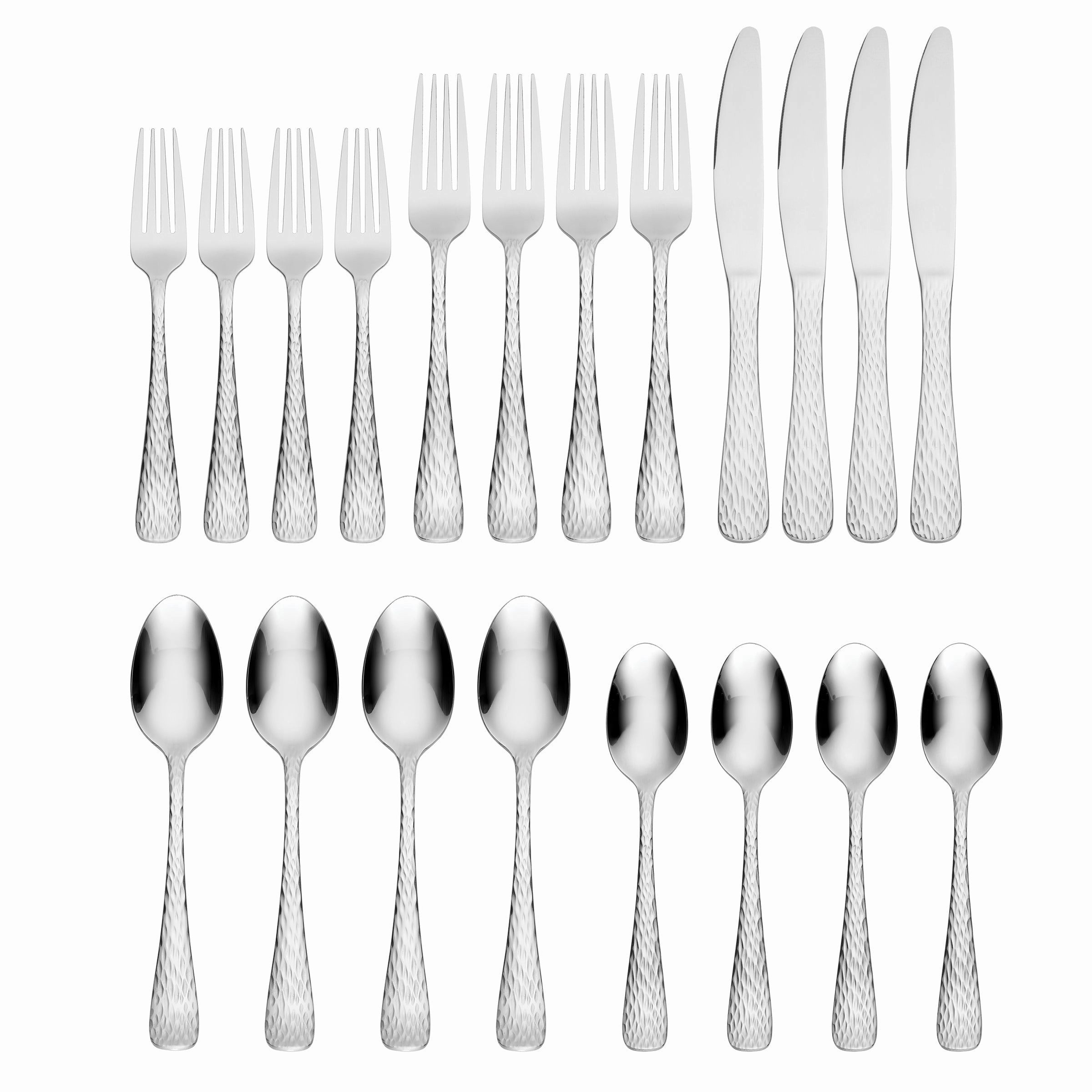 Melody Hammered 20 Piece Flatware Set