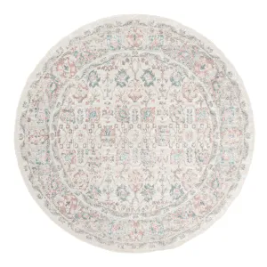 Melrose Cream and Pink Traditional Round Rugmodern color block patchwork rug