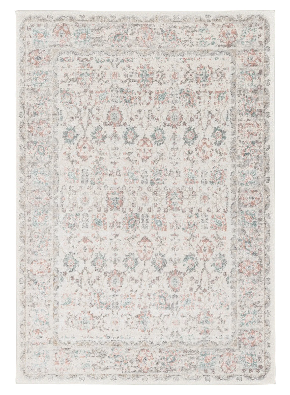 Melrose Cream and Pink Traditional Rugmodern color block patchwork rug
