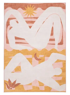 Menaka Pink and Rust Abstract Rugmodern color block patchwork rug