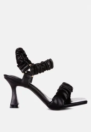 merker ruched spool heel casual sandals London Rag