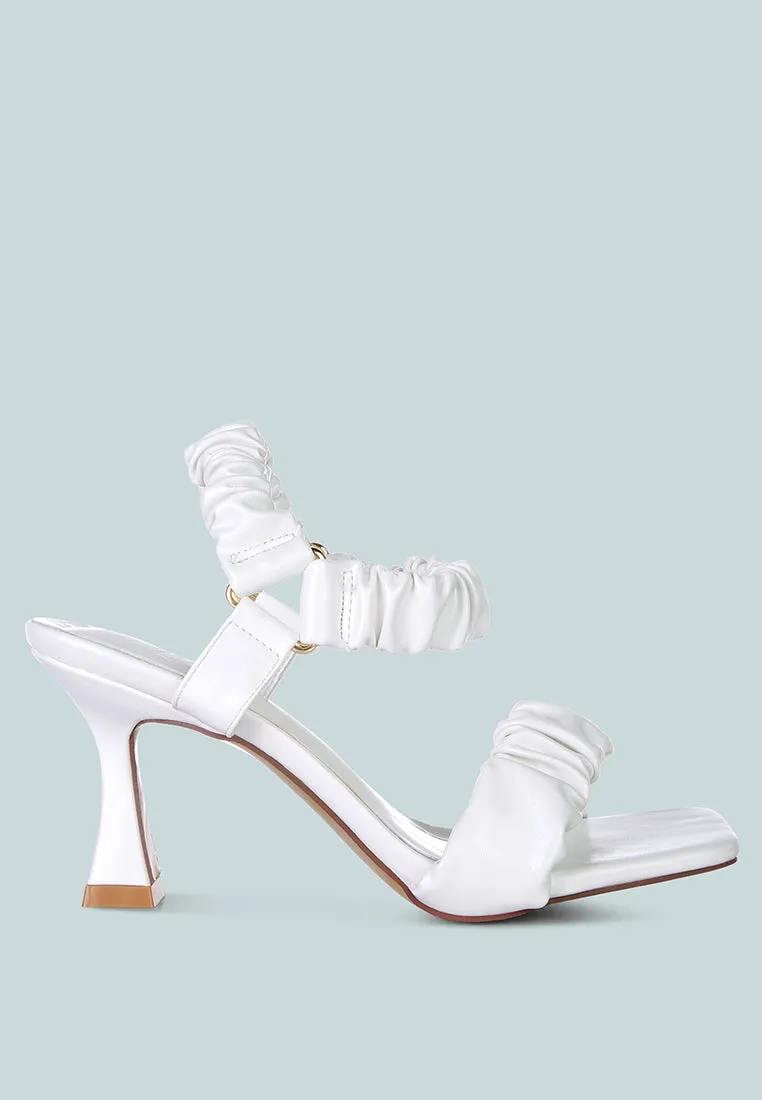 merker ruched spool heel casual sandals London Rag