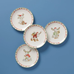 Merry Marcel Moose 4-Piece Dessert Plate Setmodern kitchen decor ,kitchen dinner set ,dinnerware 