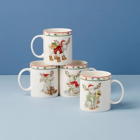 Merry Marcel Moose Mugs - Set of 4modern kitchen decor ,kitchen dinner set ,dinnerware 