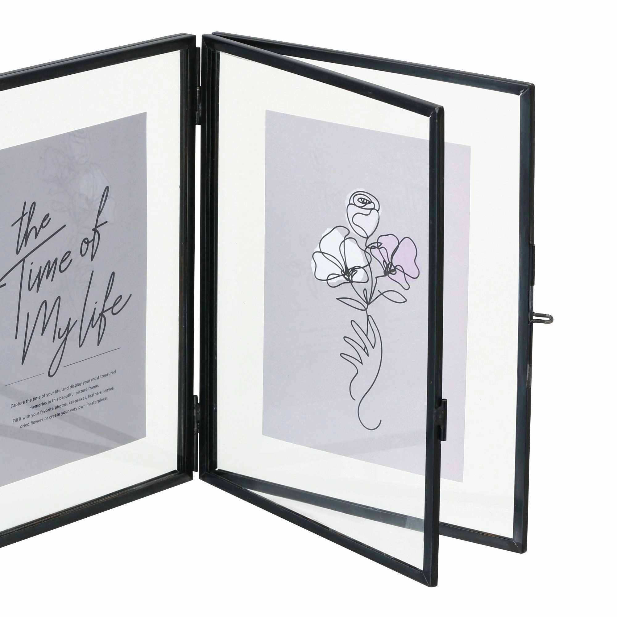 Metal Glass Frame 2Windows Black